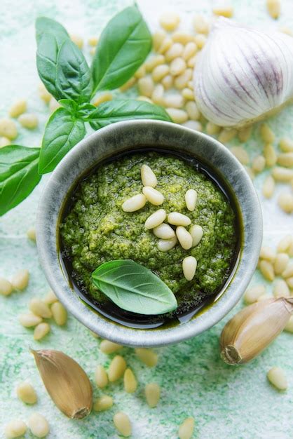 Premium Photo | Green basil pesto