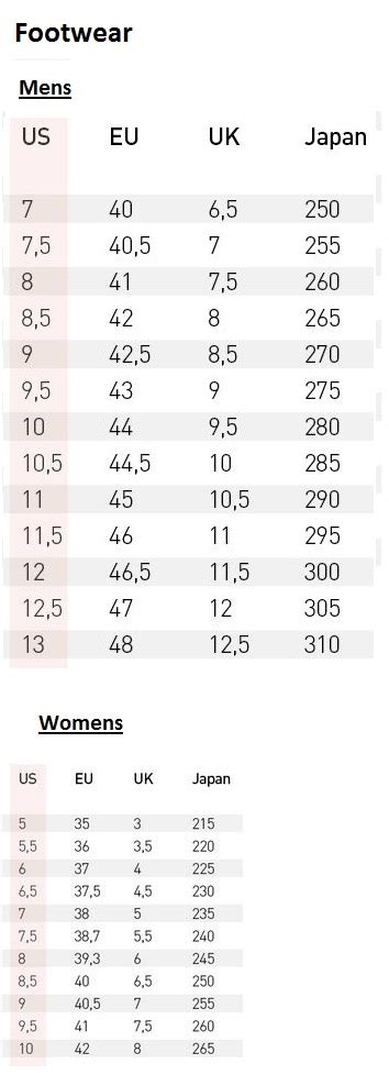 Helly Hansen Size Guide