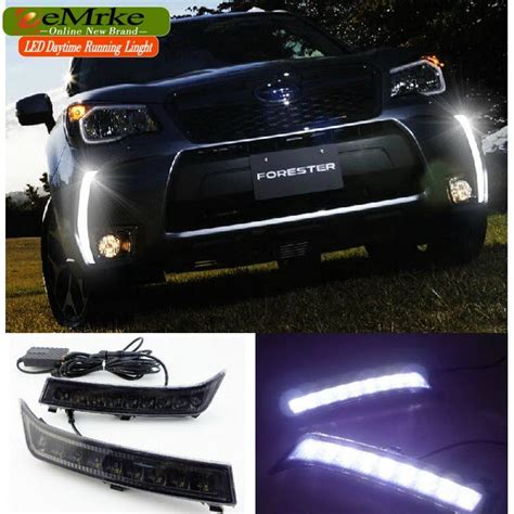 eeMrke High Power LED DRL For Subaru Forester 2013 White DRL Fog Cover Daytime Running Lights ...