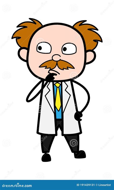 Cartoon Scientist Thinking Seriously Stock Illustration - Illustration of science, planning ...