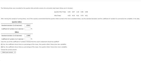 Solved The following times were recorded by the quarter-mile | Chegg.com