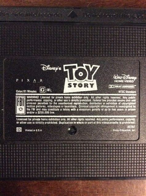 Toy Story VHS Back