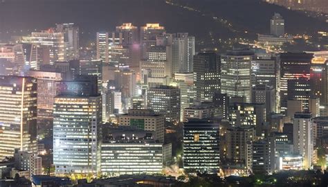 Premium Photo | Night view of seoul downtown cityscape