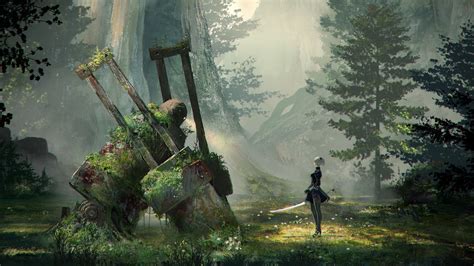 YoRHa 2B in the Forest - NieR: Automata HD Wallpaper