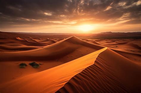 A sunset over the sahara desert | Premium AI-generated image