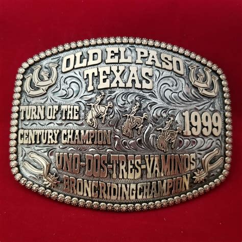 CUSTOMIZABLE RODEO CHAMPION TROPHY BUCKLE BY JUDGE LEO SMITHS BUCKLES #8 - Belt Buckles