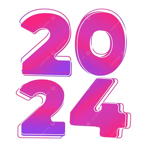 2024 Pink Gradient Vector, 2024, New Year 2024 Text, 2024 Pink PNG and Vector with Transparent ...