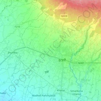 Itahari Sub-Metropolitan topographic map, elevation, terrain