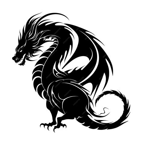 Premium Photo | A silhouette black dragon with a tail and a tail