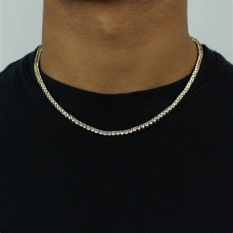 3mm Iced Out Tennis Chain in Gold – Jewlz Express