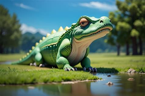 Premium AI Image | Crocodile strong bite is lurking in the water very ...