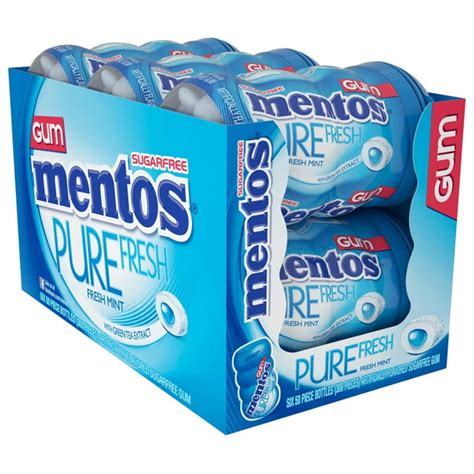 Mentos, Pure Fresh, Sugar Free Mint Chewing Gum, 50 Pcs, 6 Ct - Walmart ...