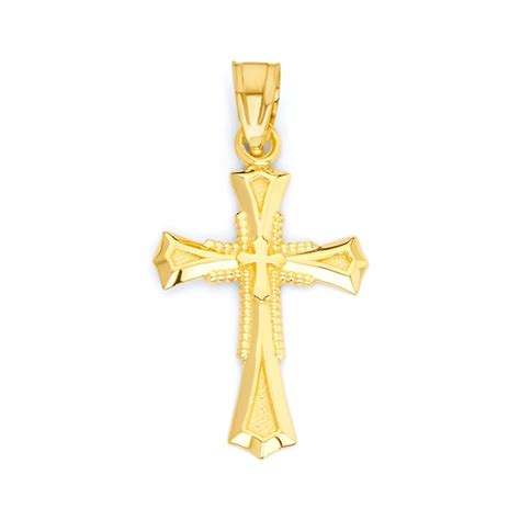 10k Gold Cross Necklace Baptism Gift Religious Jewelry First - Etsy