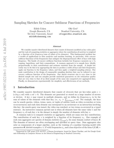 Sampling Sketches for Concave Sublinear Functions of Frequencies | DeepAI