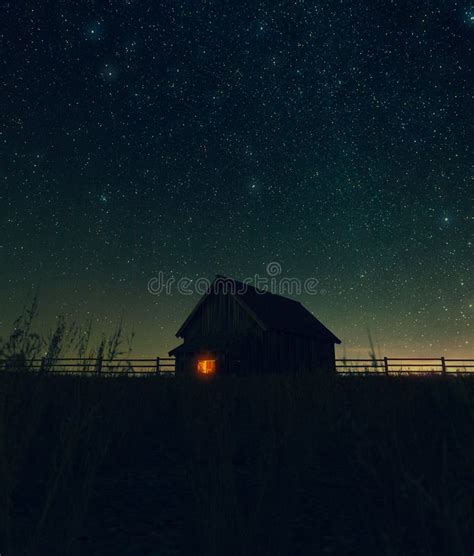 Scene of old barn at night stock illustration. Illustration of nature ...