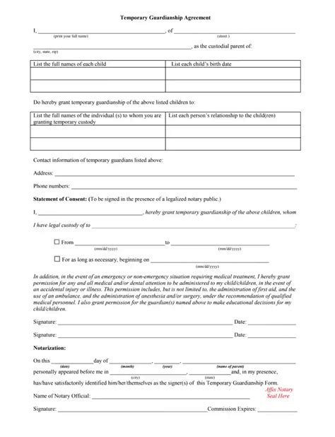 Temporary Custody Form ≡ Fill Out Printable PDF Forms Online