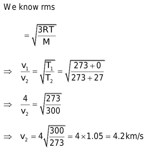 At cons†an t pressure, calculate the root mean square velocity of a gas ...