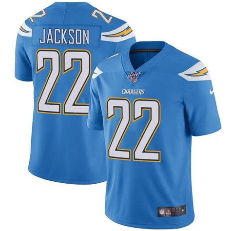 Men's Los Angeles Chargers #22 Justin Jackson Powder Blue 100th Season ...