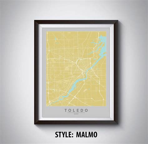 Map of Toledo OH Toledo Map Toledo Poster Office Décor - Etsy