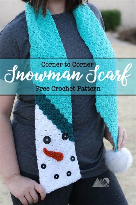 C2C Snowman Scarf Free Crochet Pattern - Winding Road Crochet