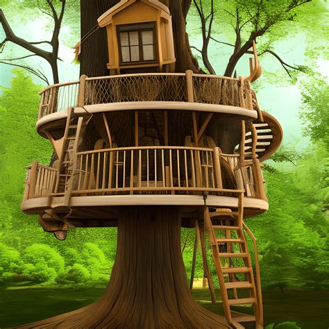 A Cute Disney Style Tree House on Tall Trees · Creative Fabrica