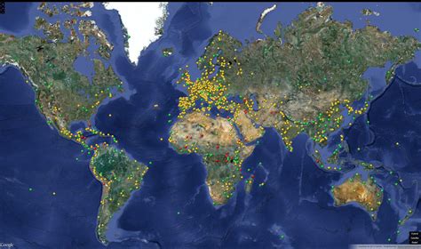 Map of all UNESCO world heritage sites. Link to interactive map in ...