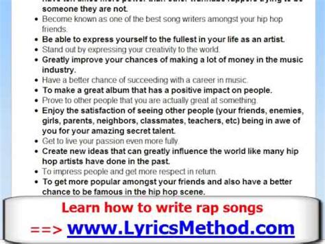 How to Write a Rap Song - Learn To Write Rap Lyrics Tips - Lyrics Method - Part 4 of 5 - YouTube