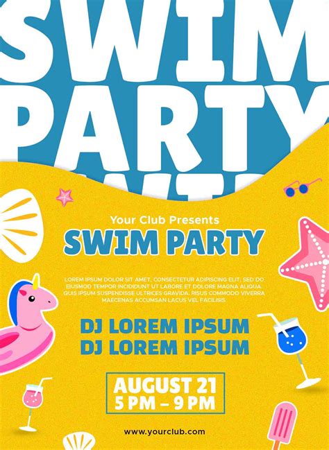 Free Swim Party Poster Template - FreeGraphica