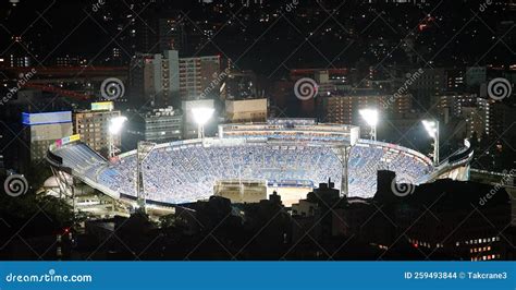 Night view of the stadium stock photo. Image of high - 259493844