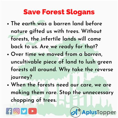 Save Forest Slogans | Unique and Catchy Save Forest Slogans in English - A Plus Topper