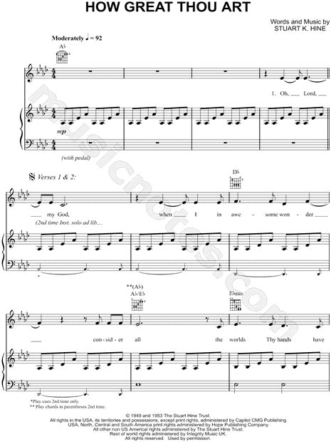 Carrie Underwood "How Great Thou Art" Sheet Music in Ab Major - Download & Print - SKU: MN0161572