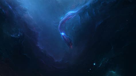 Desktop Wallpaper Blue Nebula, Space, Dark, Clouds, 5k, Hd Image, Picture, Background, 73a7c5