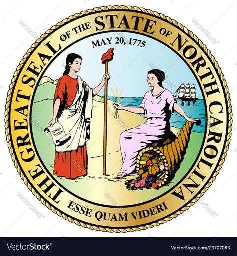 North carolina state great seal Royalty Free Vector Image