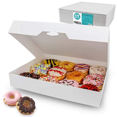 [18 Pack] 15x11x2.25” White Bakery Box - Holds 12 Donuts , Auto-Popup ...