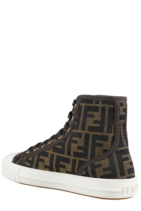 Fendi Monogram Jacquard High-top Sneakers In V Tabacco | ModeSens