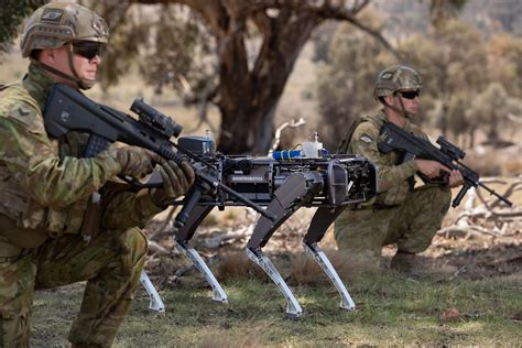 A Ghost Robotics robot dog at the Australian Army Autonomous Systems Demonstration. Majura ...