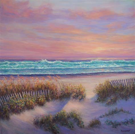 Ocean Beach Path Sunset Sand Dunes Painting by Amber Palomares