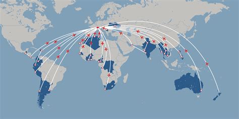 Map of the world showing the destinations of repatriation flights.