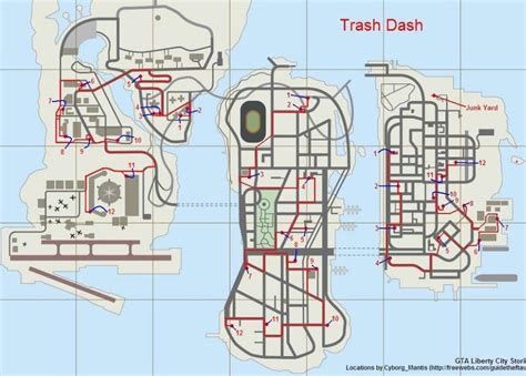 Map for Trash Dash side mission in Grand Theft Auto Liberty City Stories | Gta, Grand theft auto ...