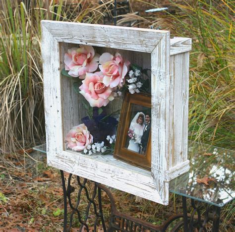 Wedding Shadow Box Rustic Frame Wedding Keepsake Box Glass | Etsy