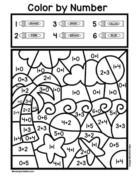 Addition Color by Number Worksheets - Kindergarten Mom