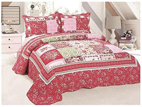 3 Piece 100% Cotton Quilt Set Printed Quilted Bedspread Queen Red 9268 - Walmart.com - Walmart.com