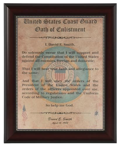 MC-BETTER: COAST GUARD Oath of Enlistment Certificate Framed ...