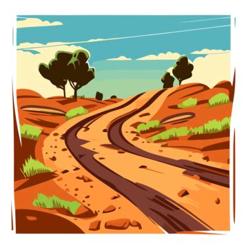 Dirt Road Vector, Sticker Clipart An Illustration Of A Rural Road That ...