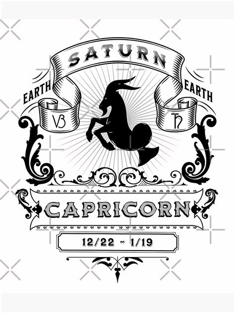 "The Zodiac Sign of Capricorn Black and White " Poster for Sale by rhombusOnion | Redbubble