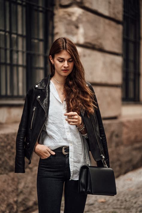 Woman's Outfit Idea: Leather Jacket and White Shirt || Casual Chic Outfit