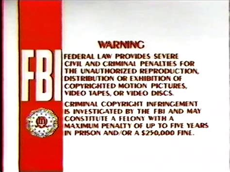 FBI Warning Screens (1984-1991) Logo Colors - Vidéo Dailymotion