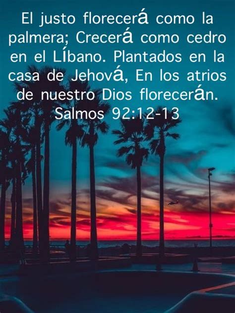 Salmos 92:12-13 El justo florecerá como la palmera; Crecerá como cedro ...