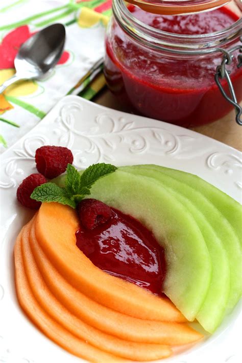 Fresh melon & raspberry sauce - Saving Room for Dessert