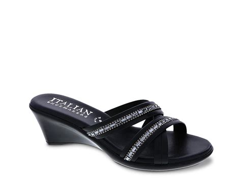 Italian Shoemakers Passion Wedge Sandal in Black | Lyst